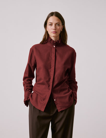 Chemise Laurine en flanelle bordeaux