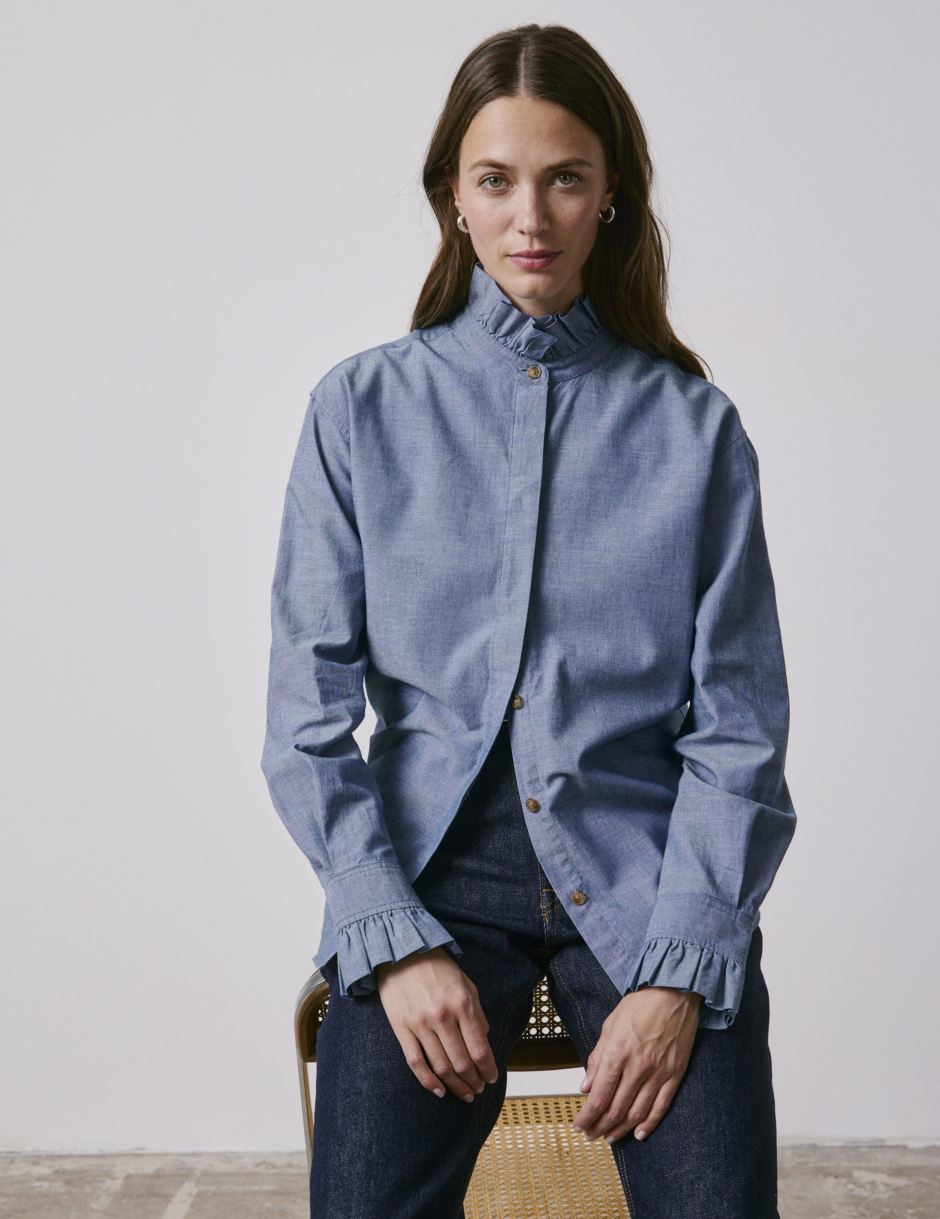 Chemise Laurine en denim bleu