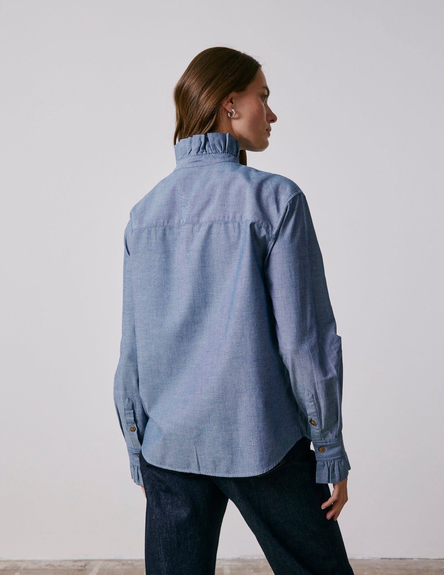 Chemise Laurine en denim bleu - Denim - Col Victorien#2