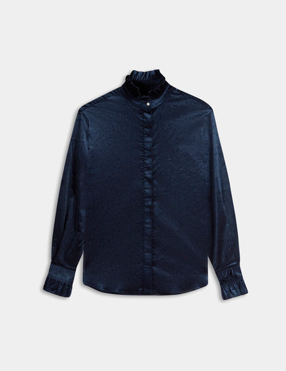 Chemise Laurine en velours bleu marine