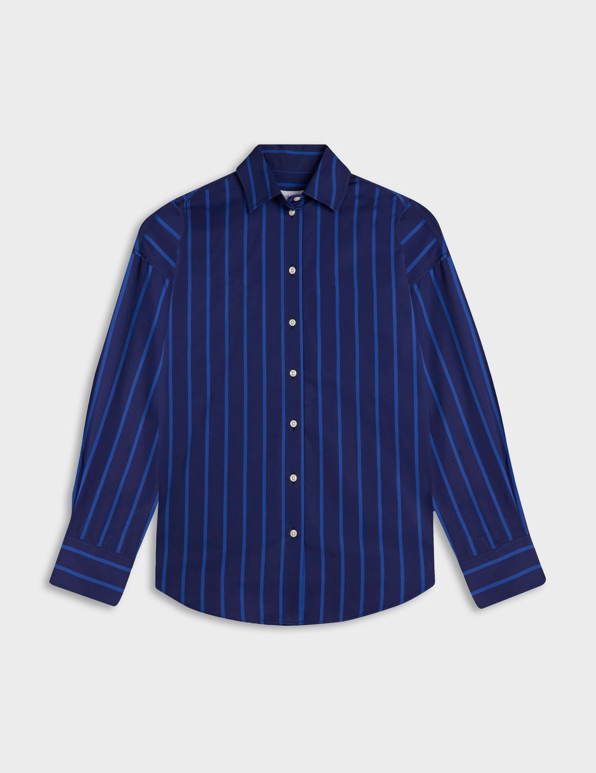 Chemise oversize Lizandra rayée bleue marine - Popeline - Col Chemise