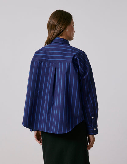 Chemise oversize Lizandra rayée bleue marine