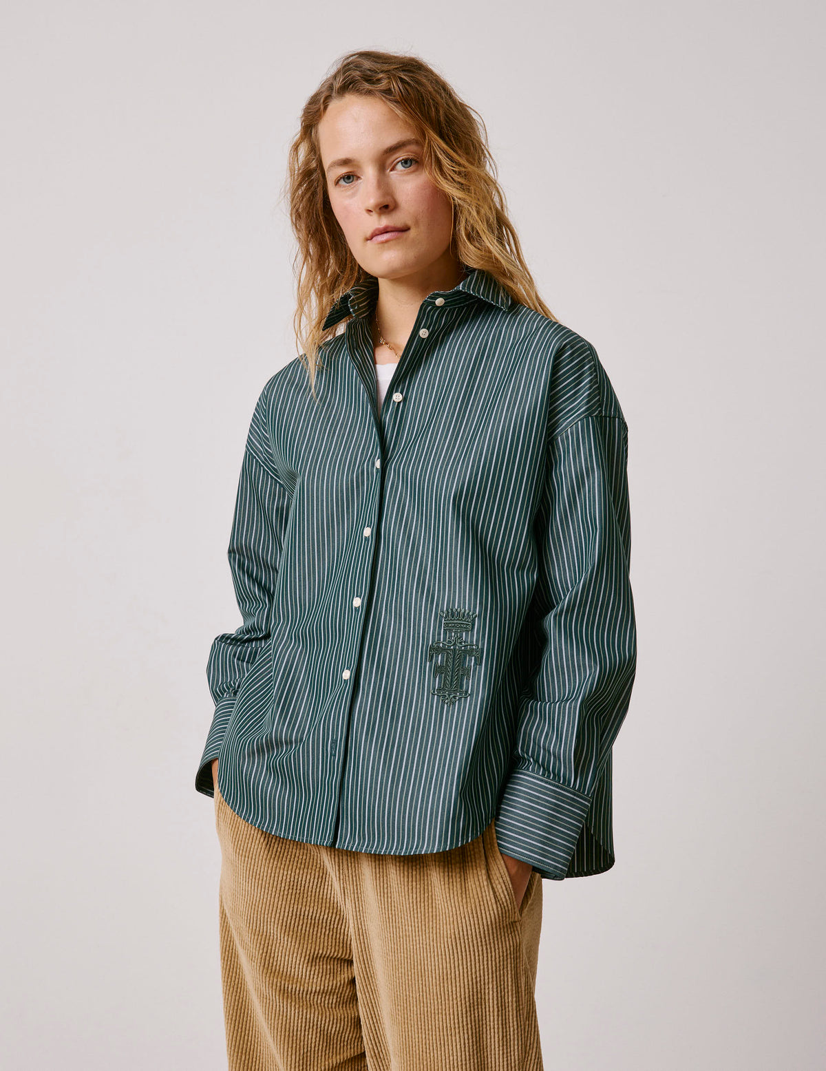 Chemise oversize Lizandra rayée verte