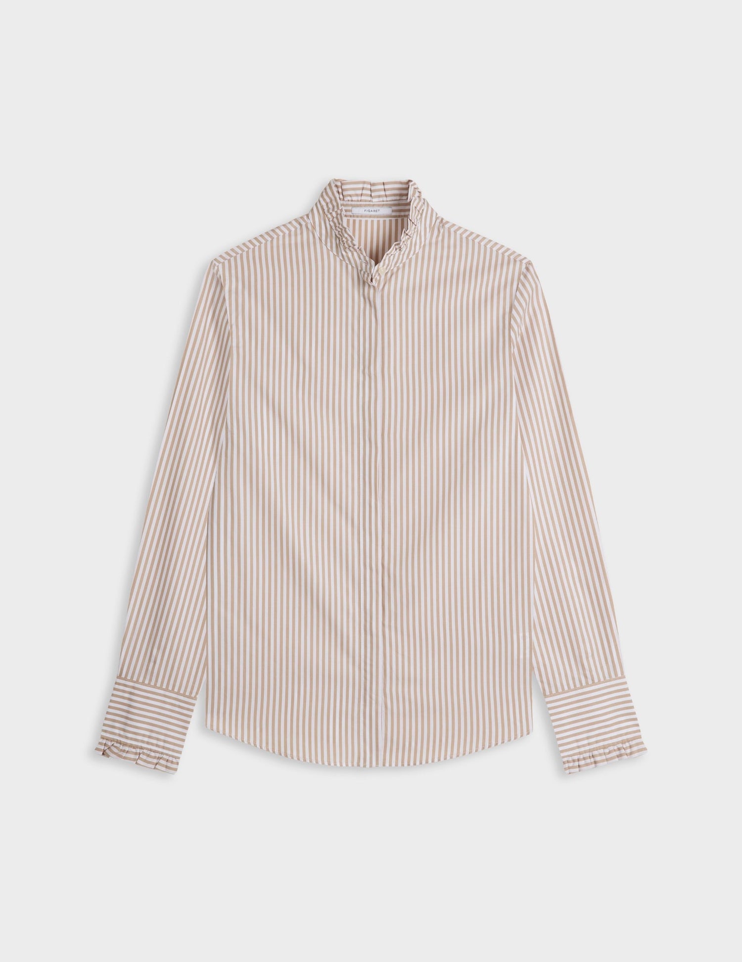 Chemise Louison rayée beige - Popeline - Col Victorien#4
