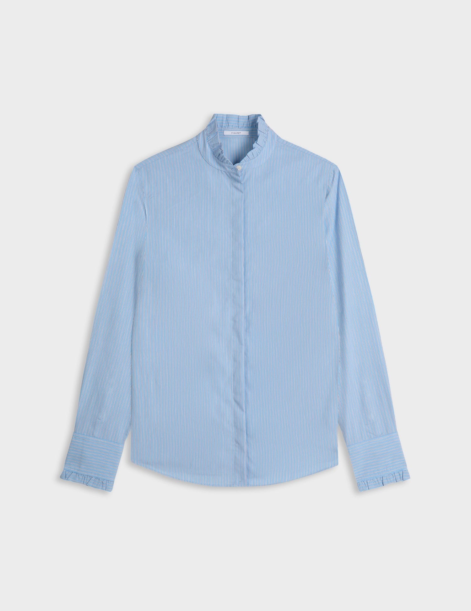 Chemise Louison rayée bleu clair - Viscose - Col Victorien#3