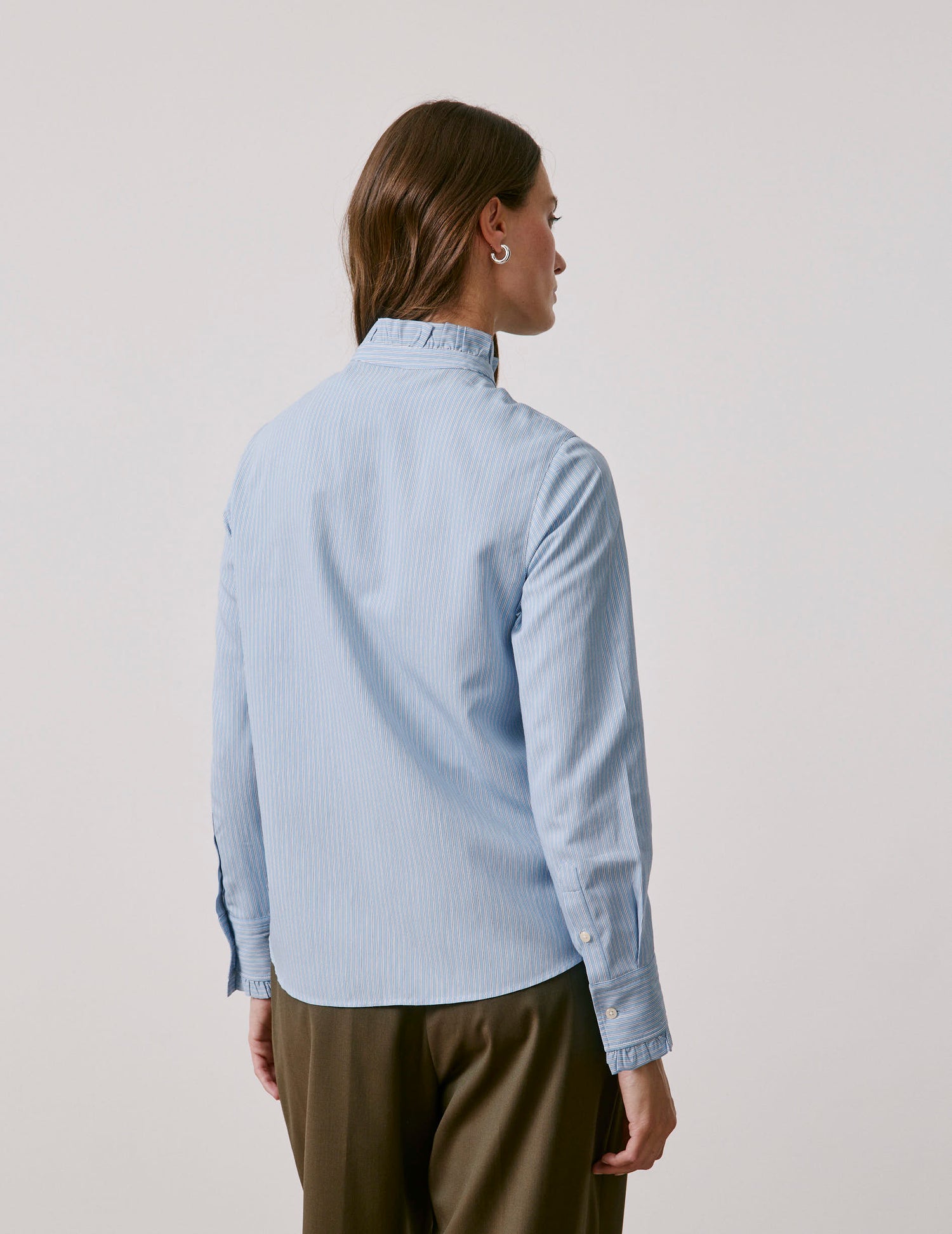 Chemise Louison rayée bleu clair - Viscose - Col Victorien#2
