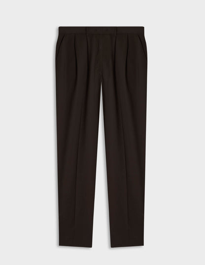 Pantalon de tailleur Lyzie en laine vierge marron