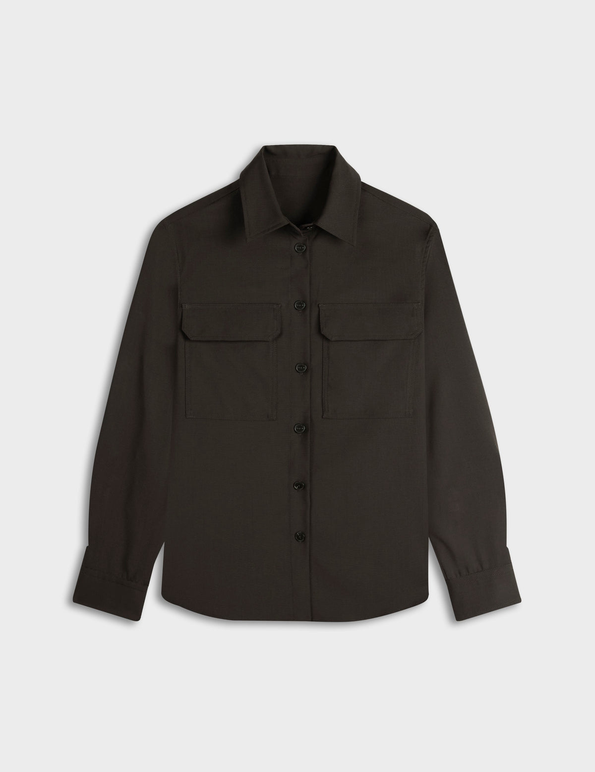 Brown virgin wool Madie overshirt - Wool - Shirt Collar#5