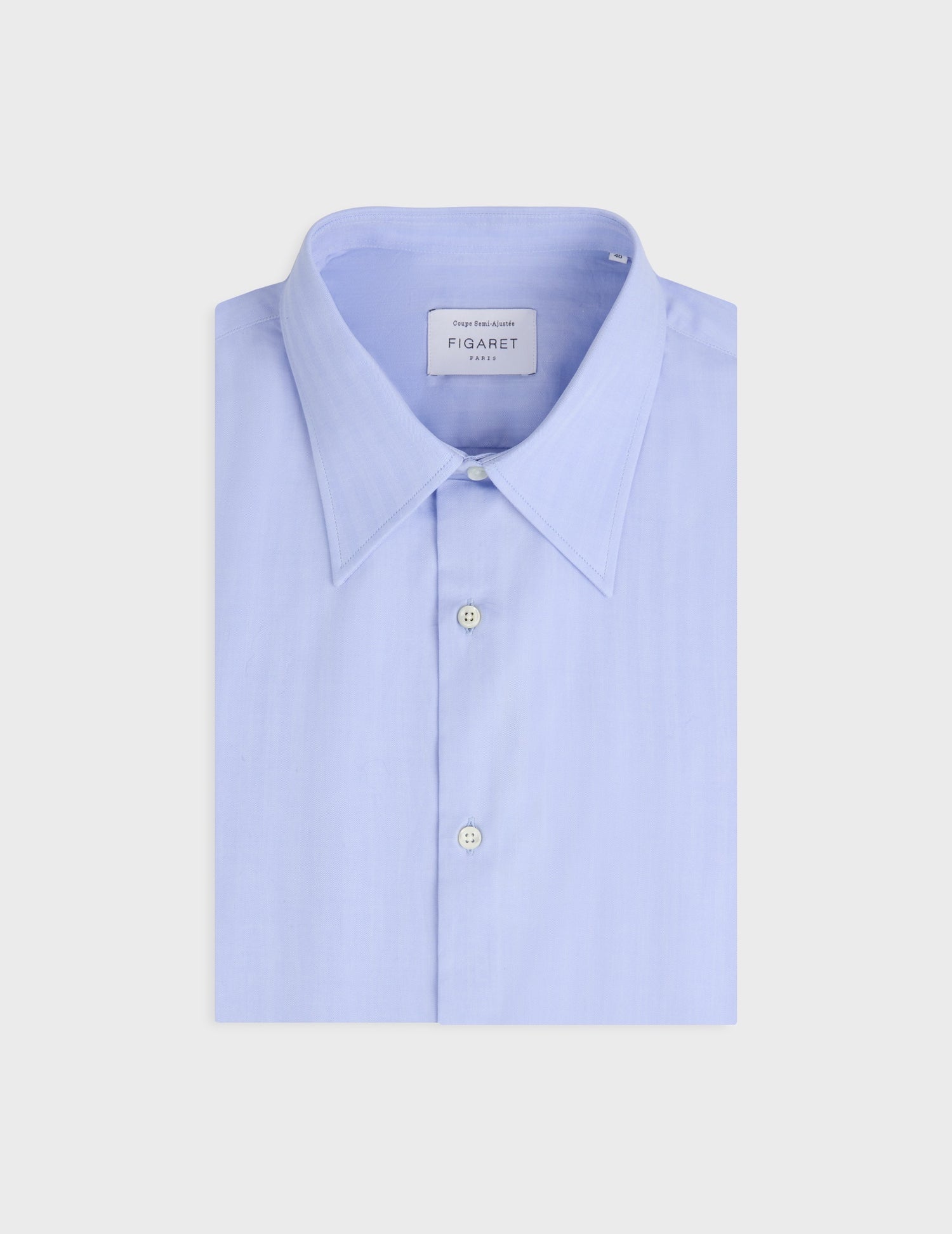 Chemise semi-ajustée bleue - Chevron - Col Majestueux#2
