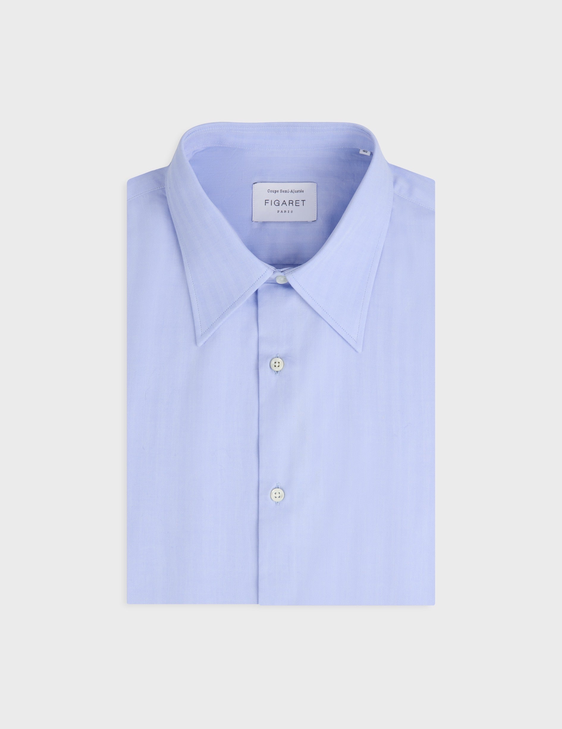 Chemise semi-ajustée bleue - Chevron - Col Majestueux