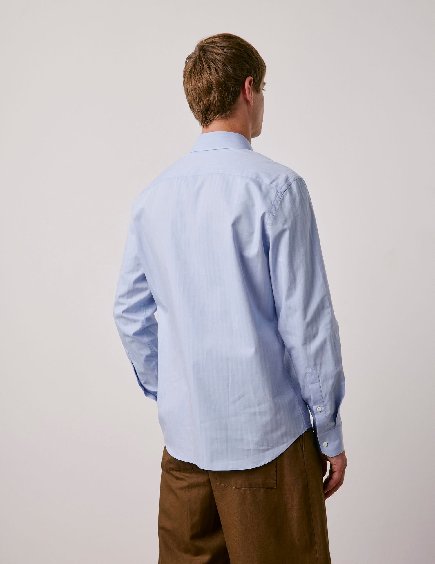 Chemise semi-ajustée bleue - Chevron - Col Majestueux#3