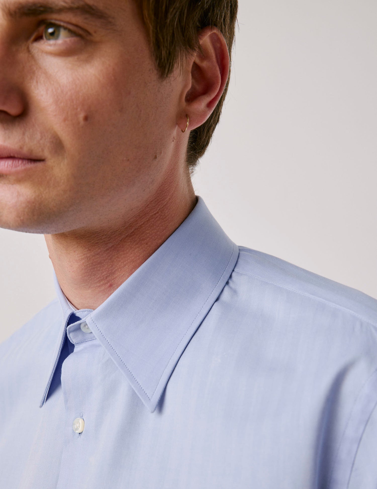Chemise semi-ajustée bleue - Chevron - Col Majestueux#4