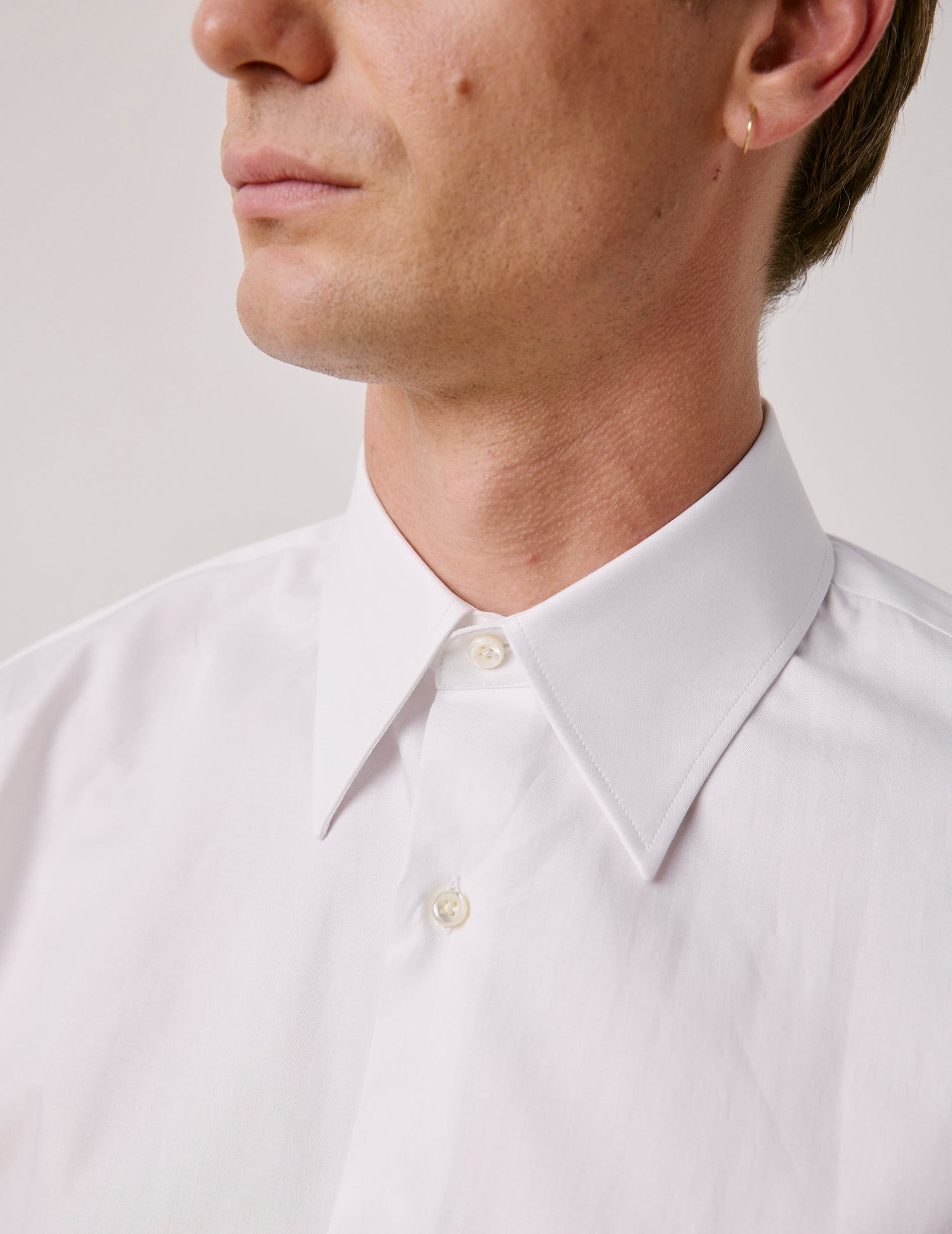 Chemise semi-ajustée blanche - Chevron - Col Majestueux