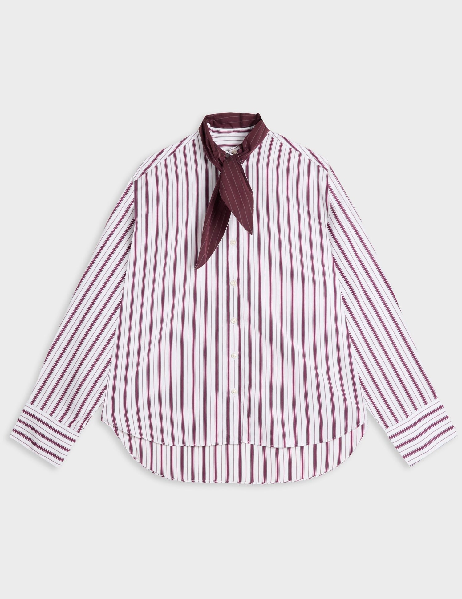 Chemise Margaux rayée bordeaux - Popeline - Col Lavallière#5