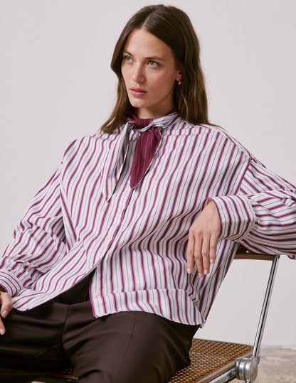 Chemise Margaux rayée bordeaux