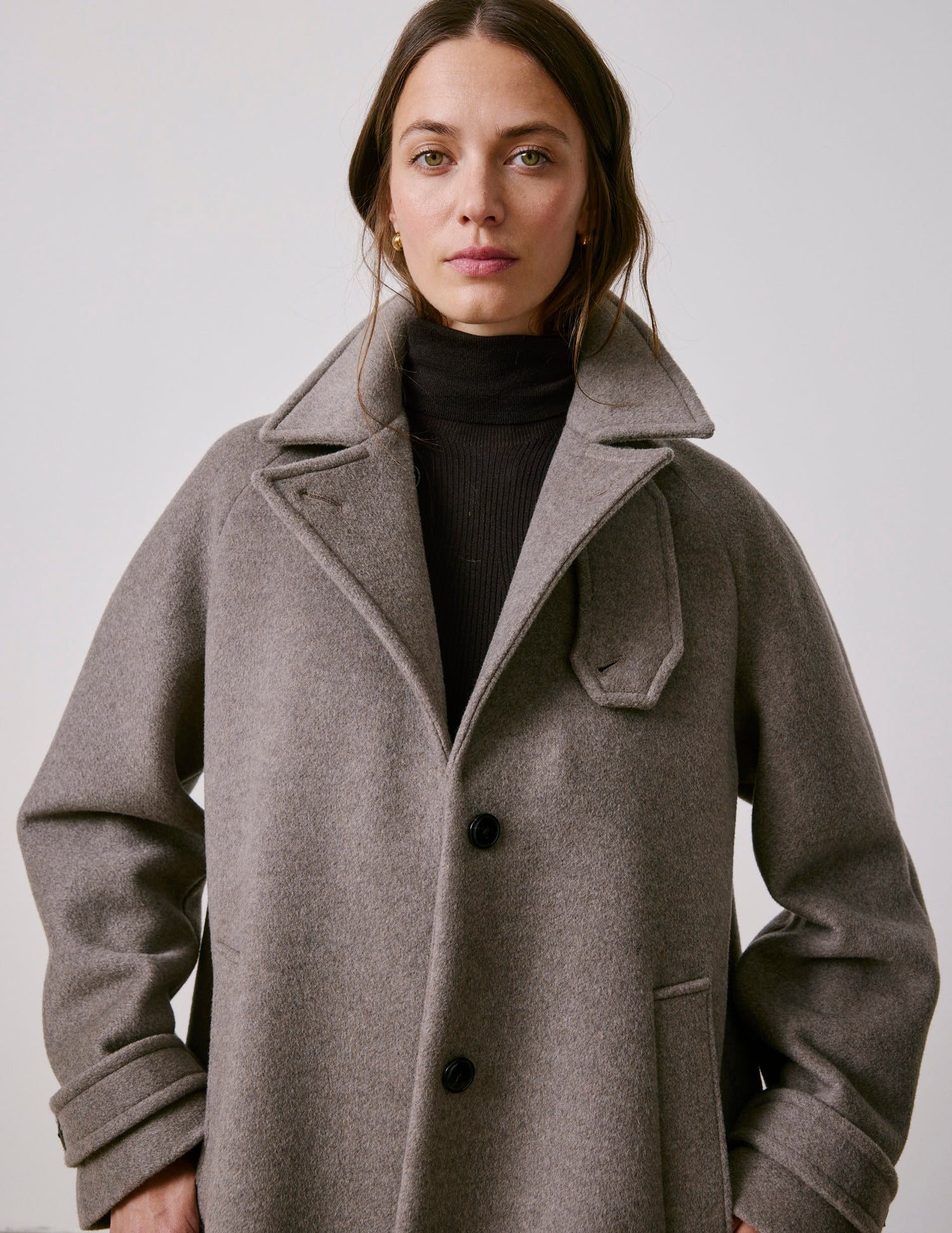 Manteau Marielle en laine taupe