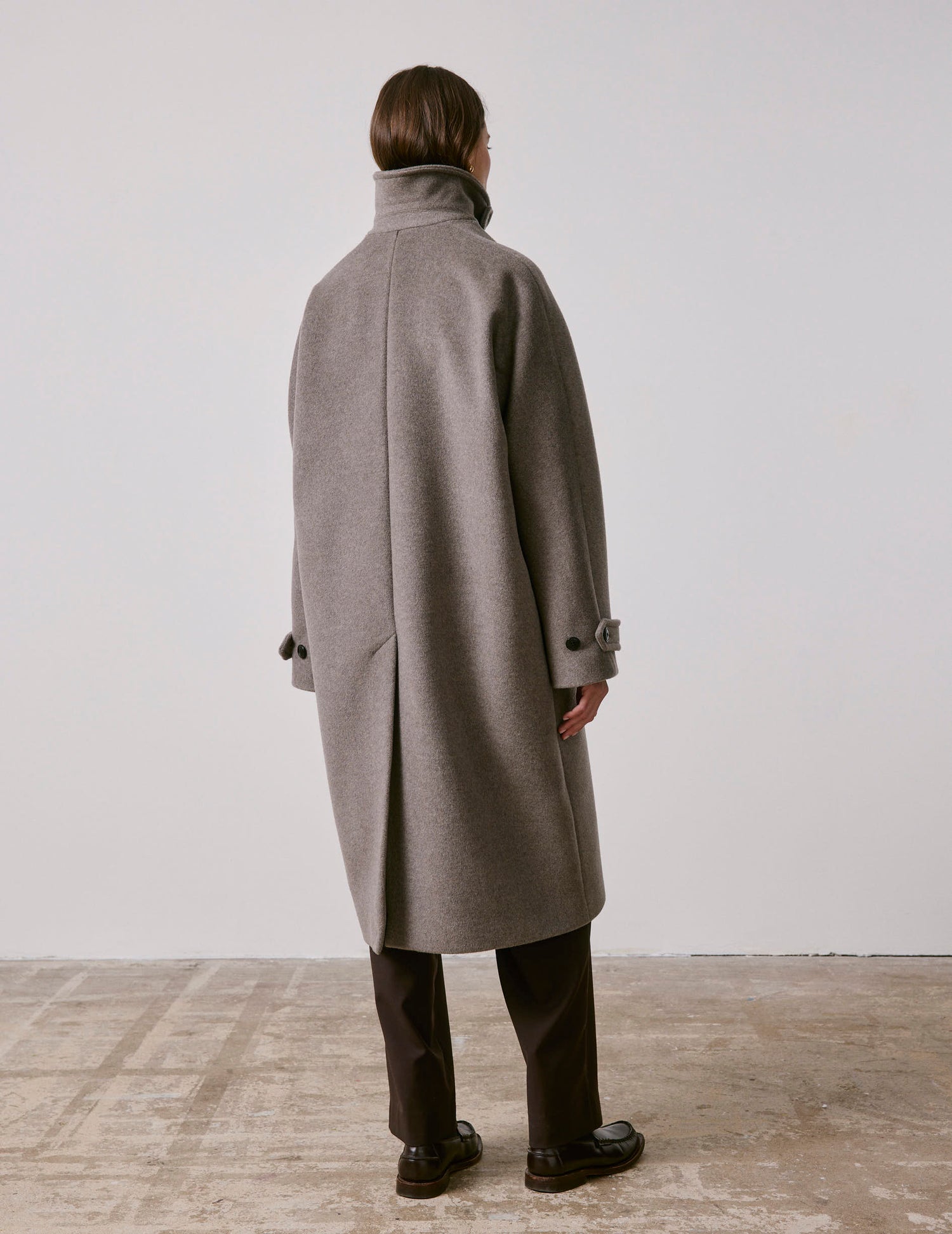 Manteau Marielle en laine taupe