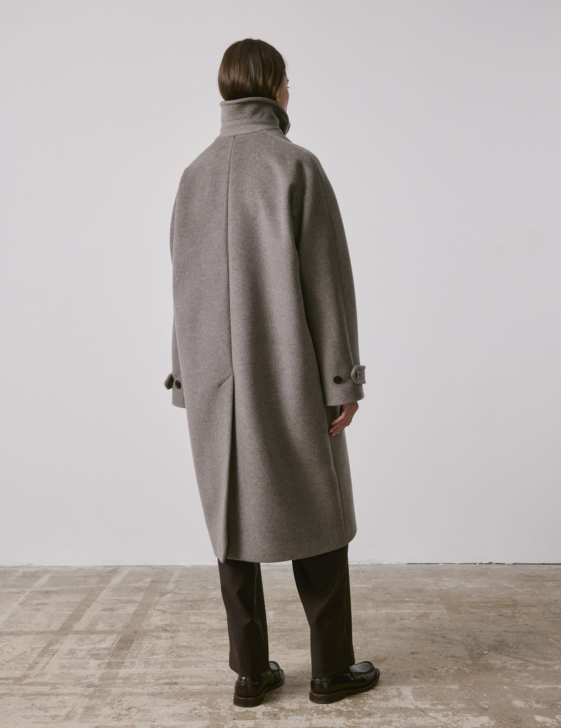Manteau Marielle en laine taupe