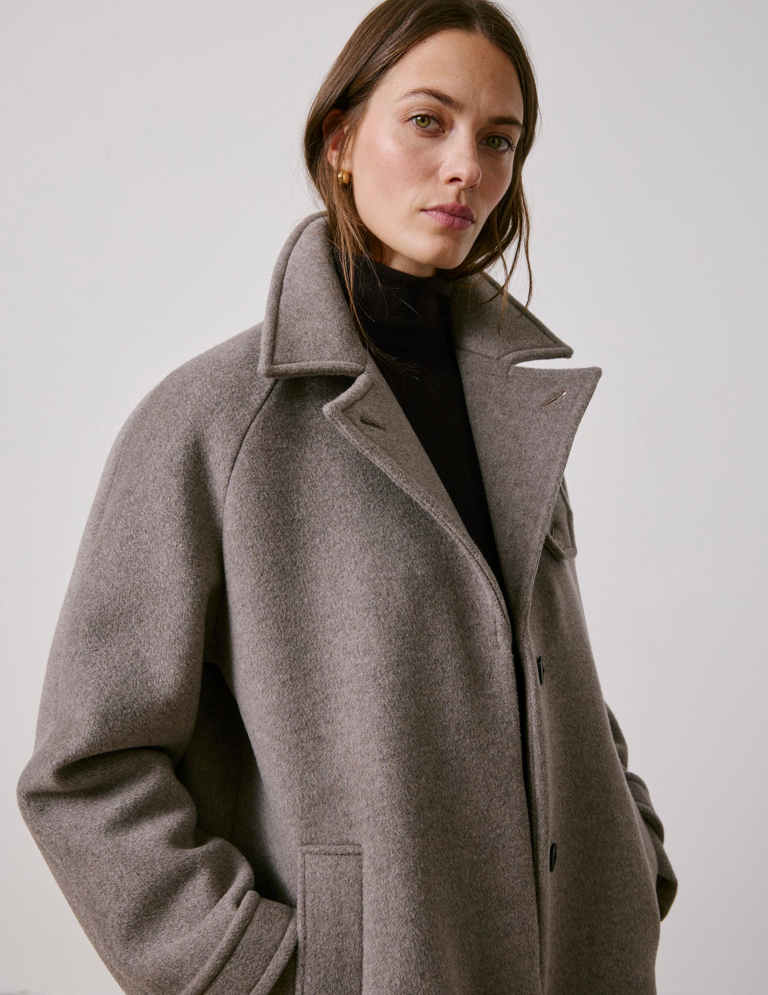 Manteau Marielle en laine taupe