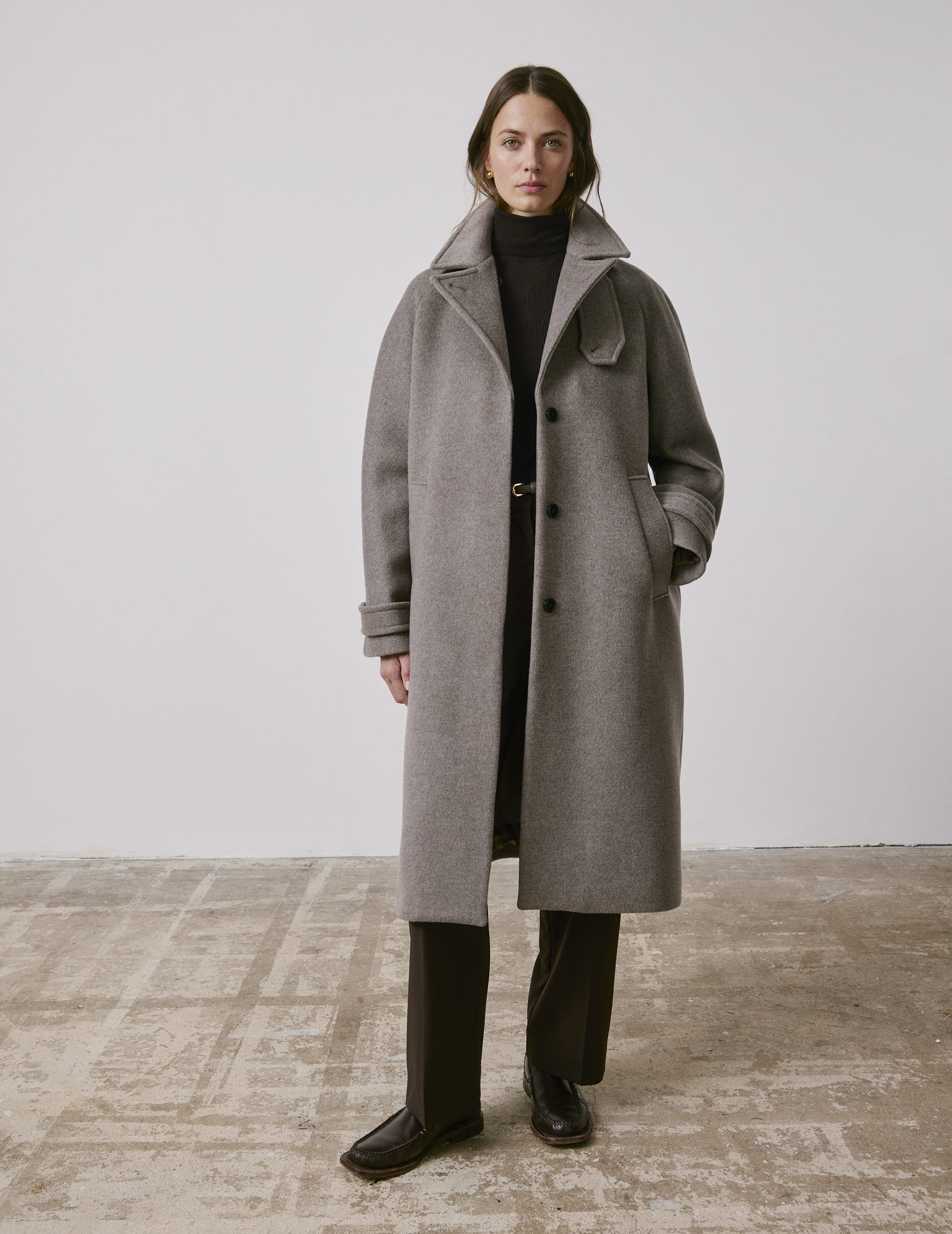 Manteau Marielle en laine taupe