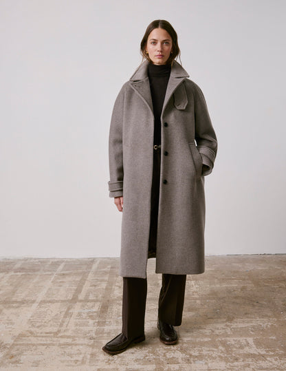Manteau Marielle en laine taupe