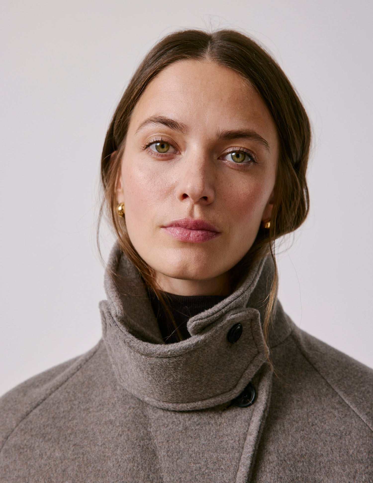 Manteau Marielle en laine taupe