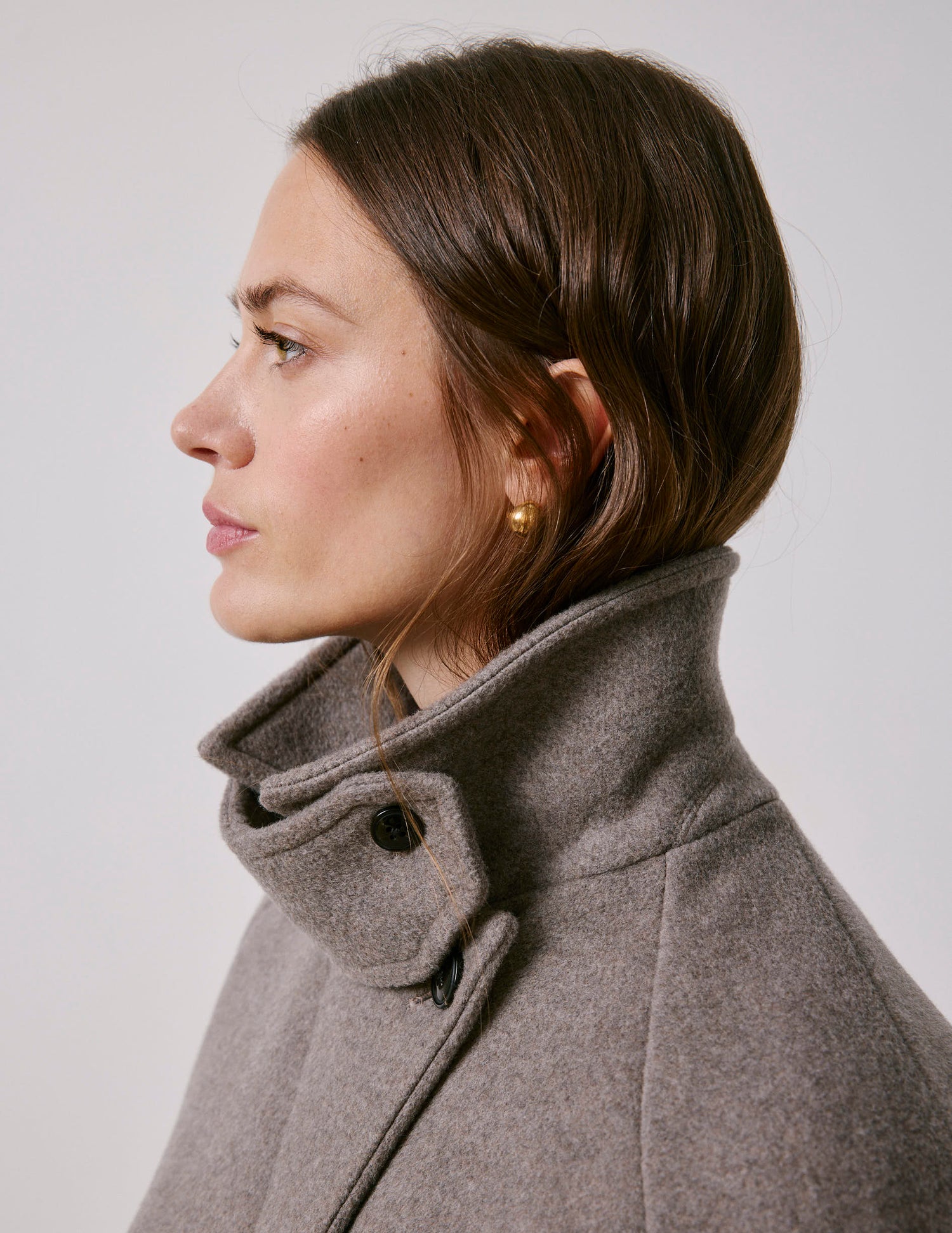 Manteau Marielle en laine taupe