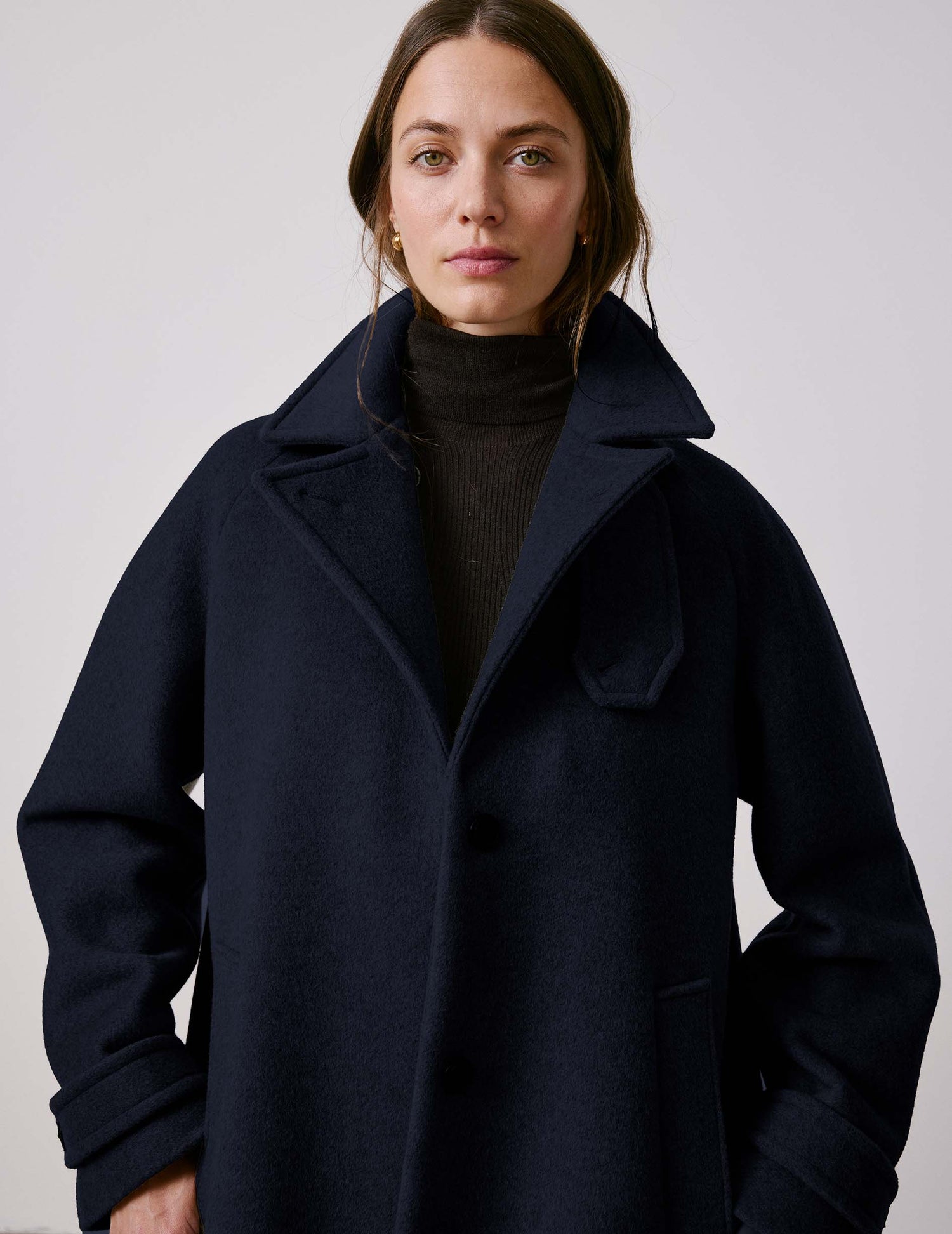 Manteau Marielle en laine marine