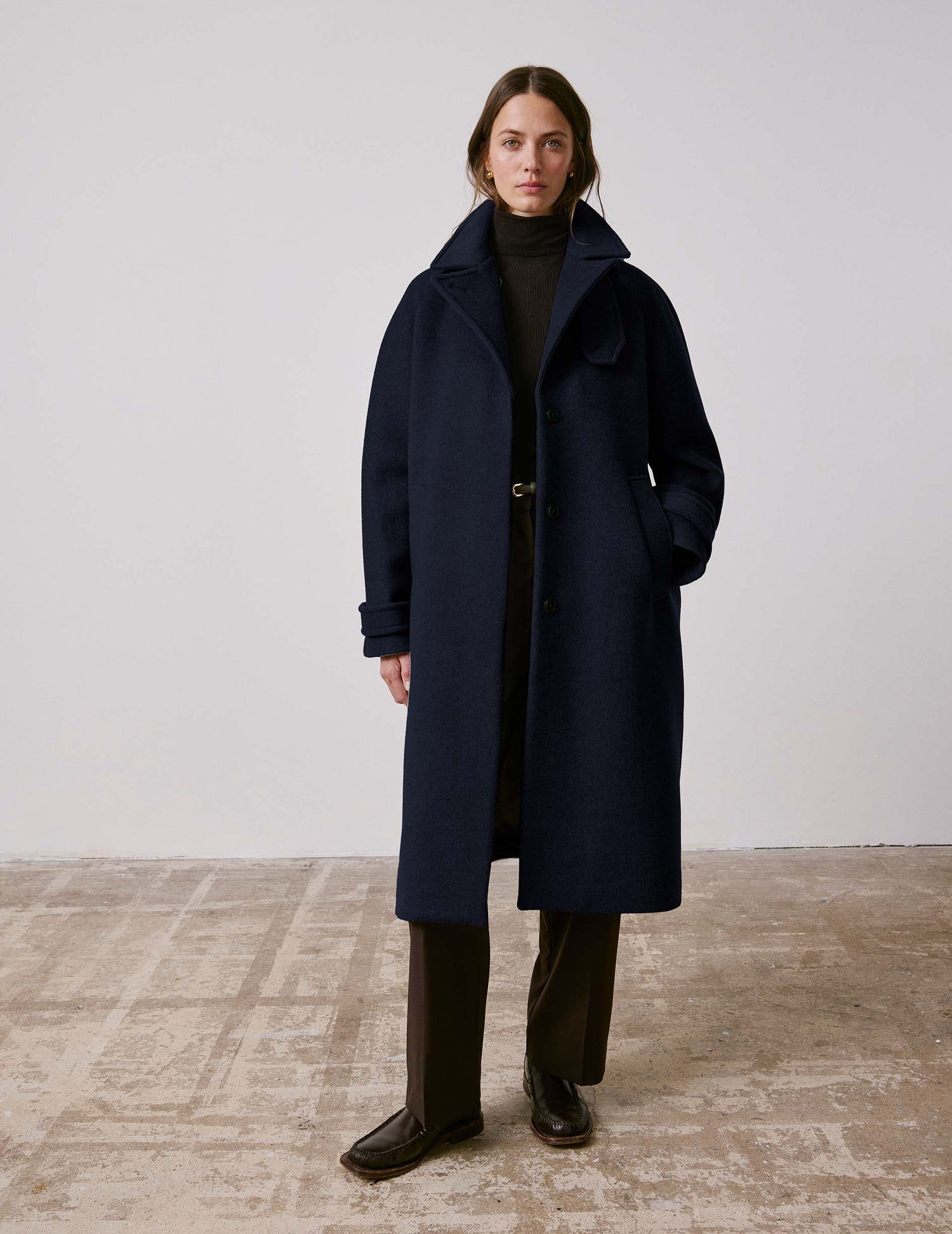 Manteau Marielle en laine marine