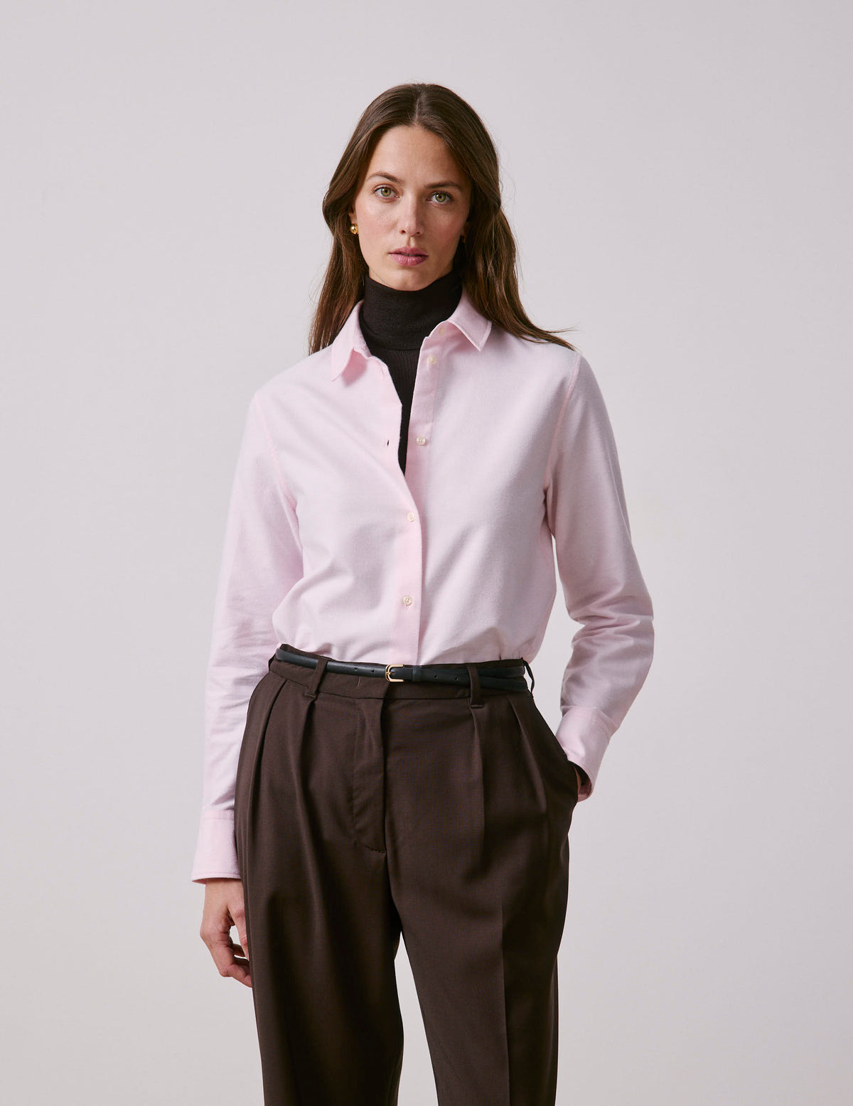 Chemise Marion rose - Oxford gratté - Col Chemise