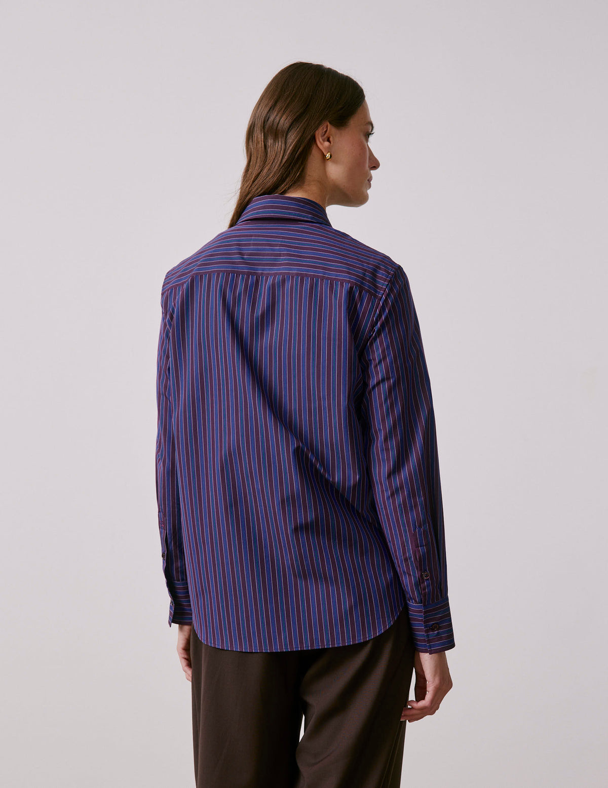Chemise Marion rayée violette - Popeline - Col Chemise#2
