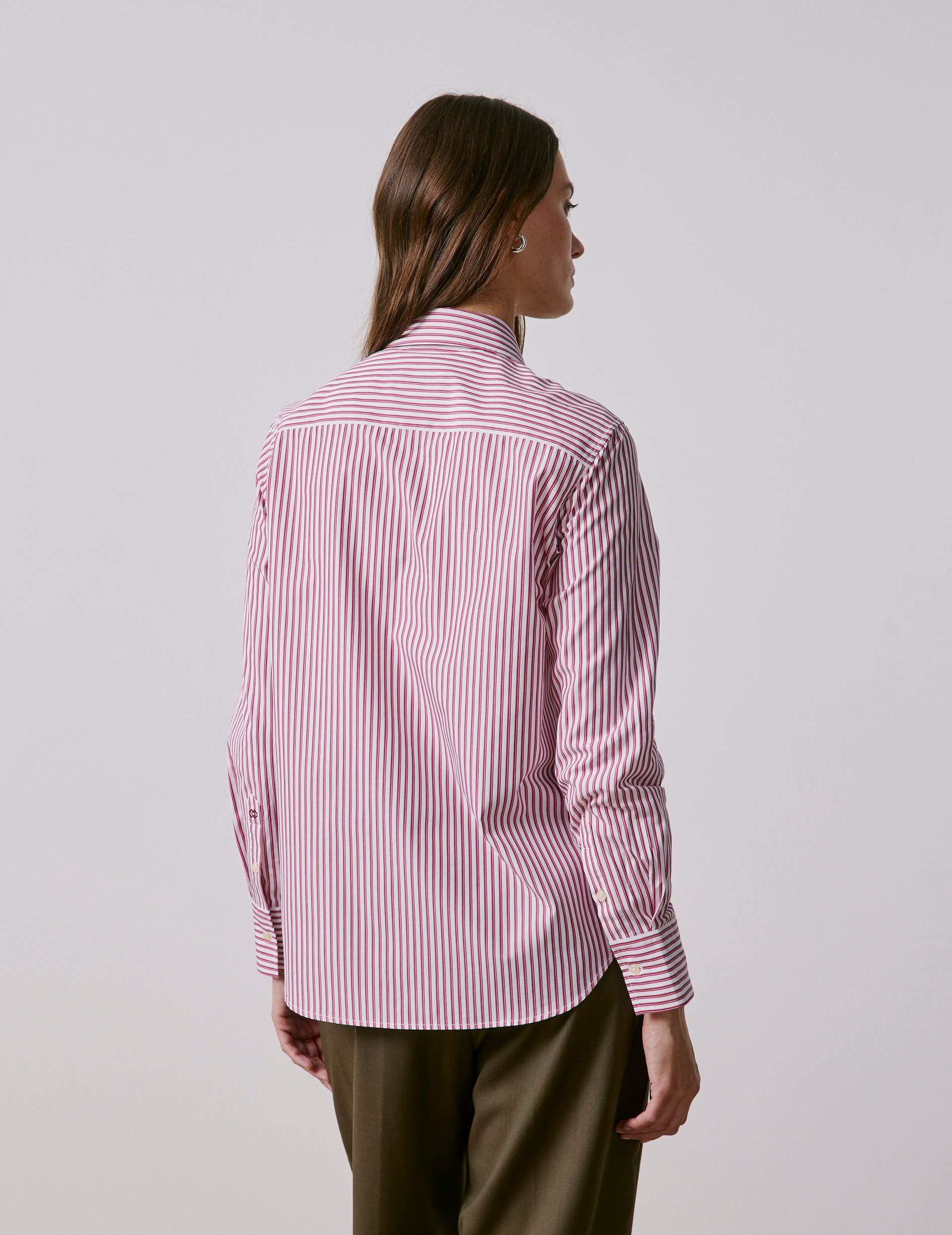 Chemise Marion rayée rouge - Popeline - Col Chemise