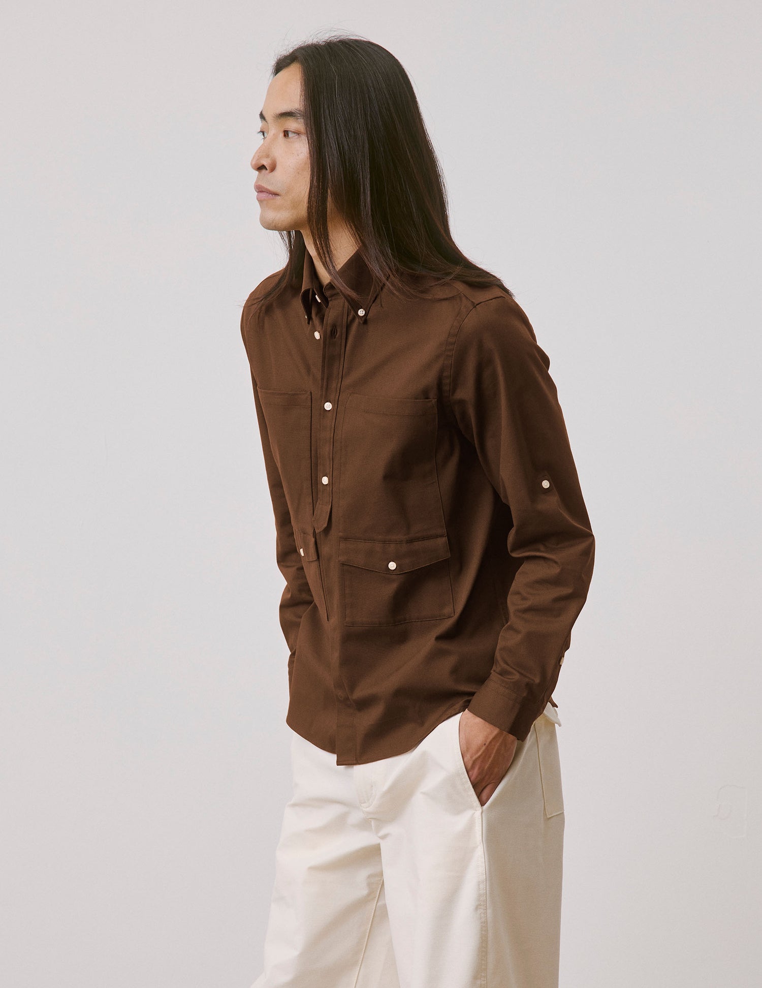 Matheo brown shirt - Ottoman - Prodigious buttoned Collar