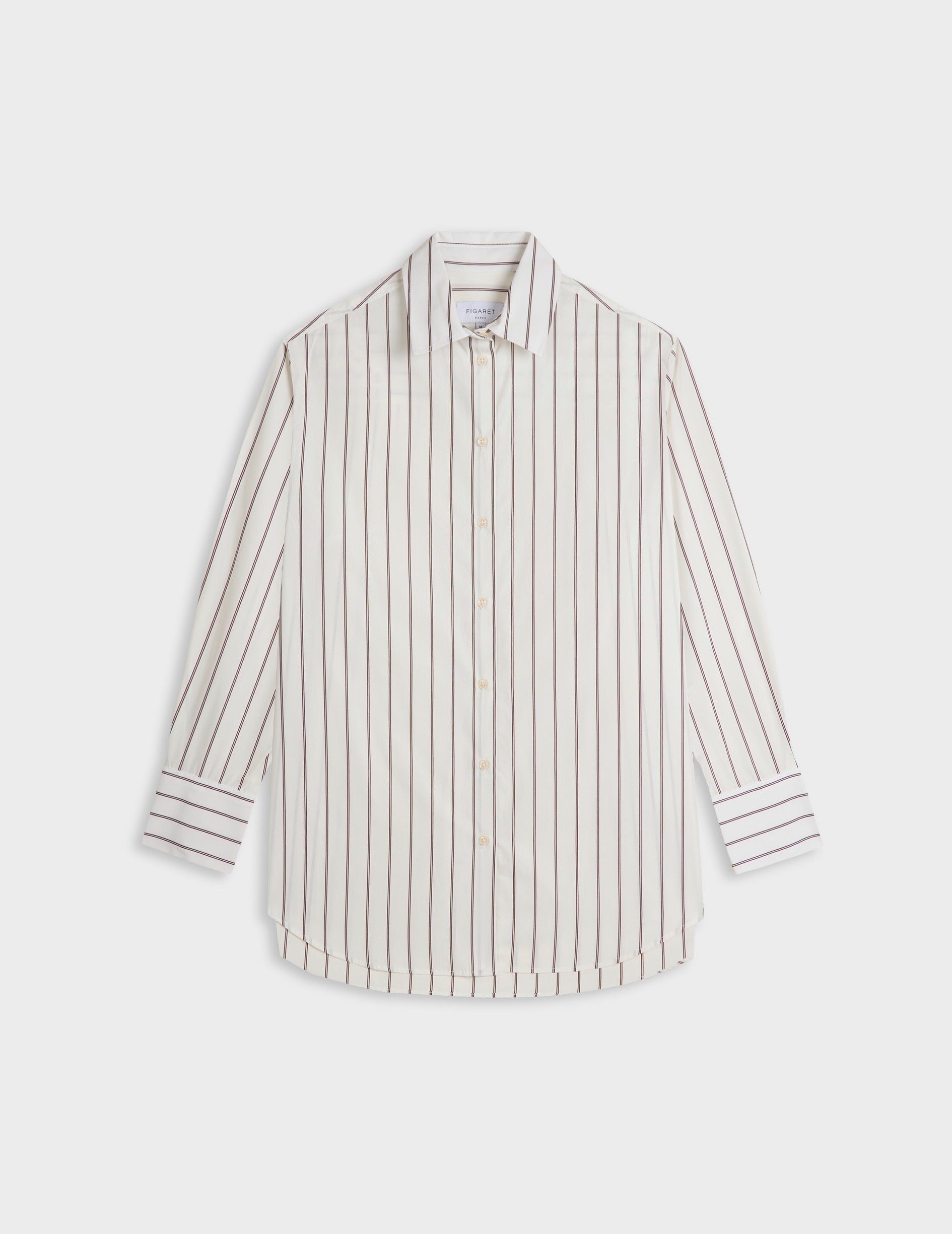 Chemise Mathilde rayée marron - Popeline - Col Chemise
