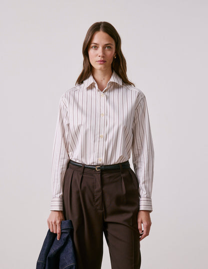Chemise Mathilde rayée marron