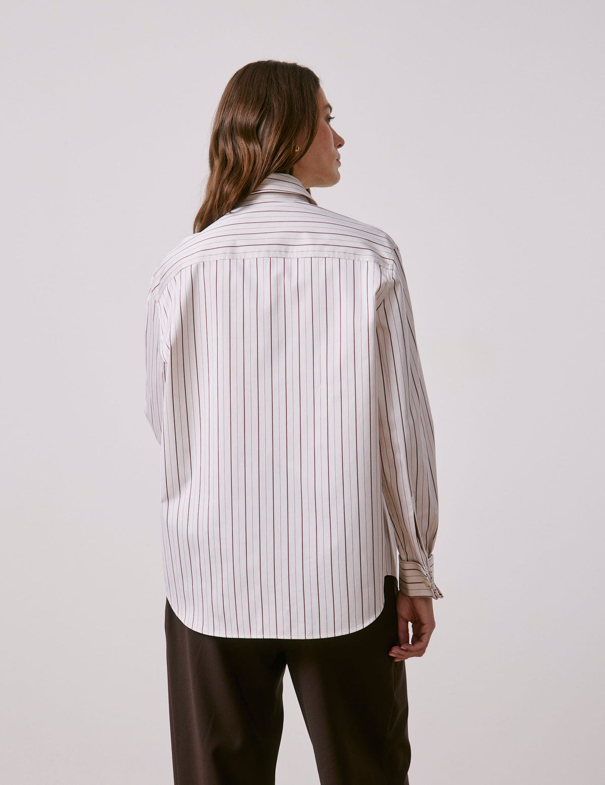 Burgundy striped Hannah shirt - Satin - Shirt Collar - Musketeers Cuffs#3