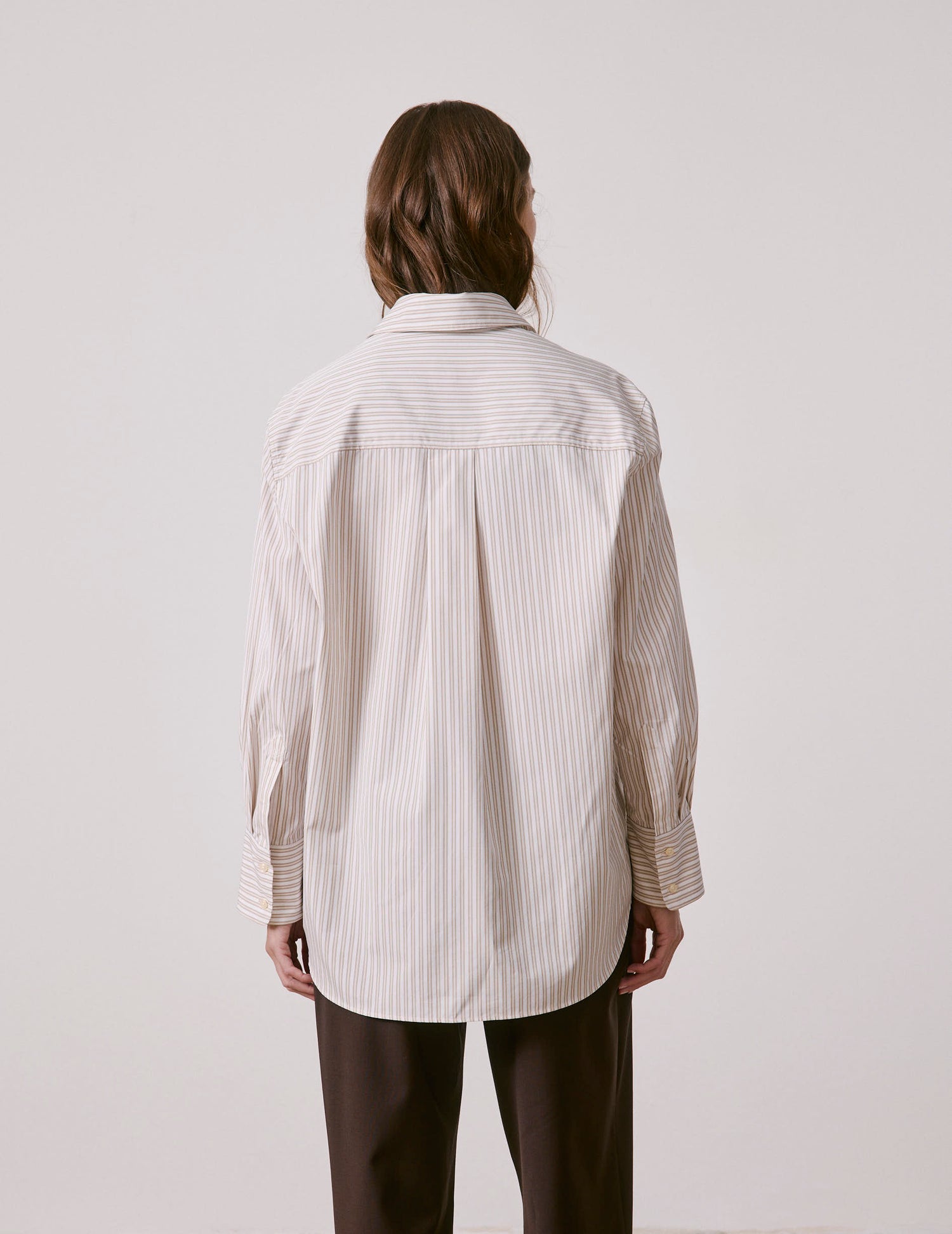 Chemise Mathilde rayée beige - Popeline - Col Chemise#2