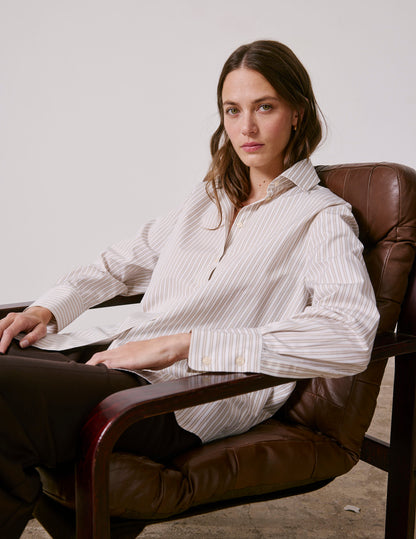 Chemise Mathilde rayée beige