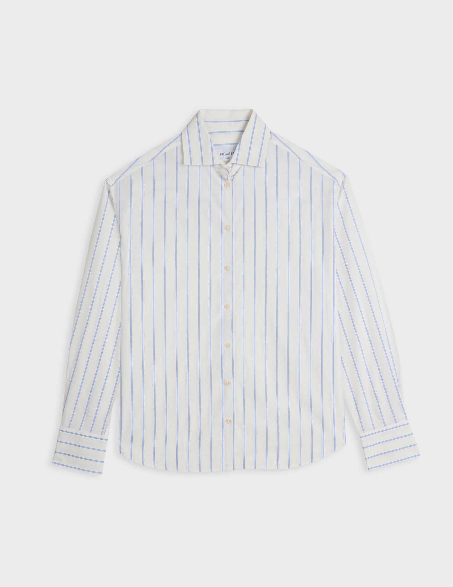 Light blue striped Mélinda shirt - Poplin - Italian Collar