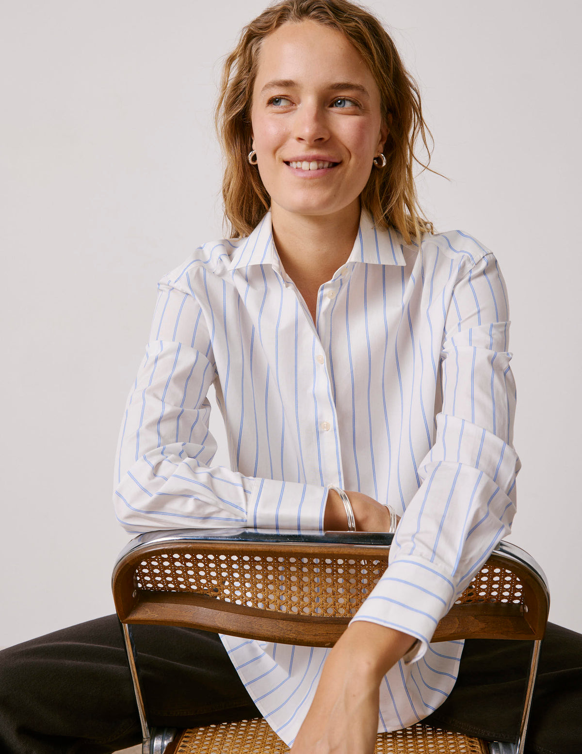 Chemise Mélinda rayée bleu clair