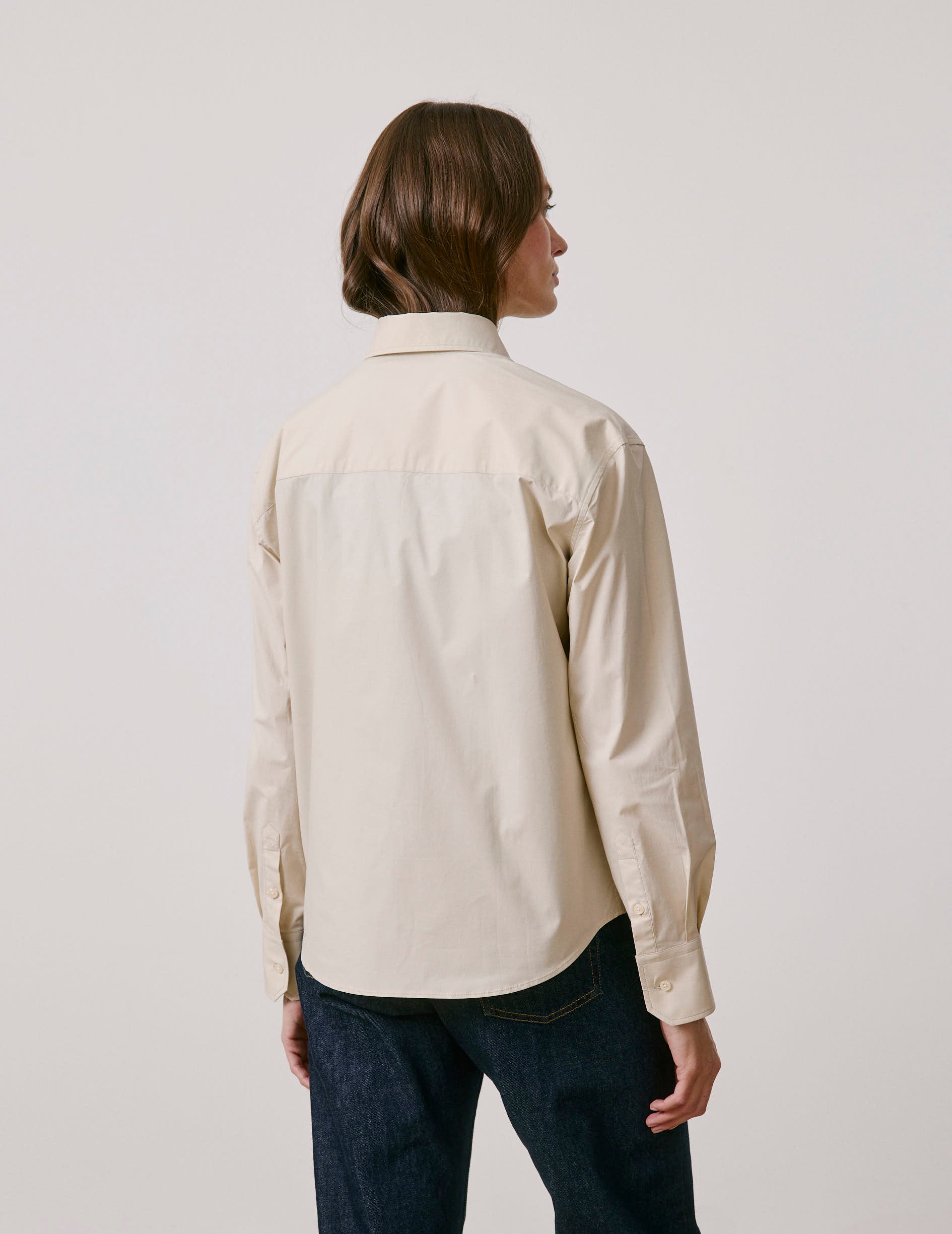 Chemise Mélinda beige - Popeline - Col Italien