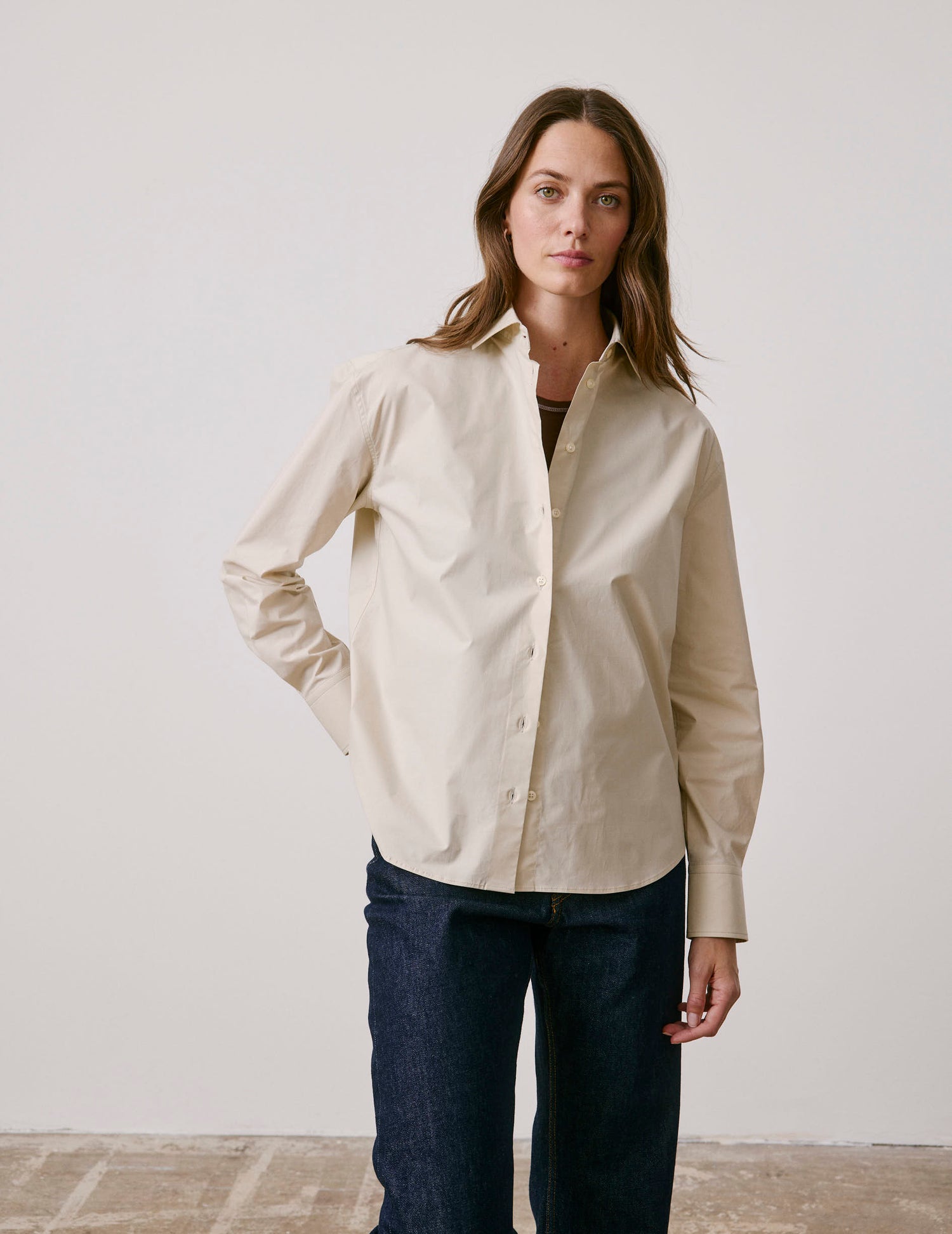 Chemise Mélinda beige - Popeline - Col Italien#3