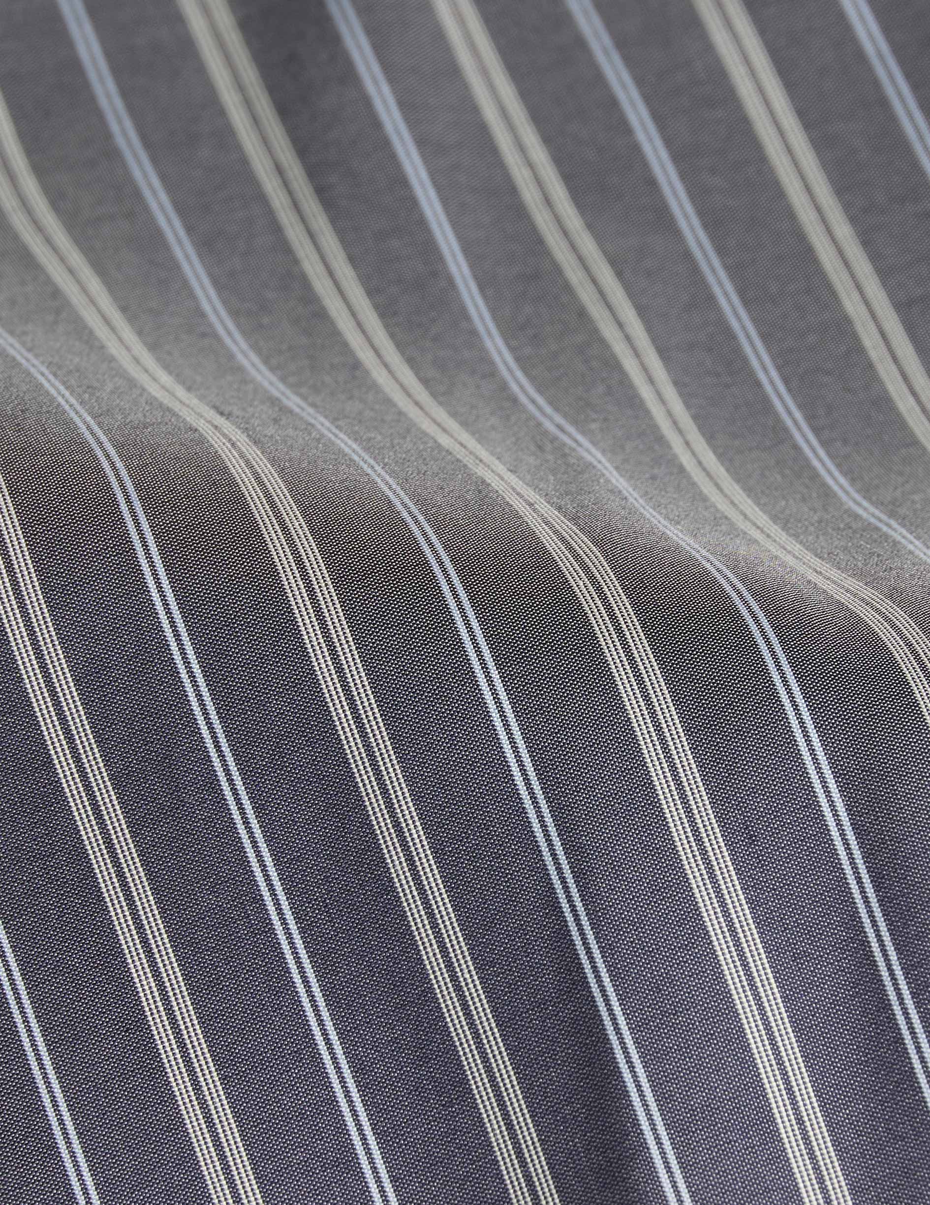 Chemise Mélinda rayée marine - Soie - Col Italien