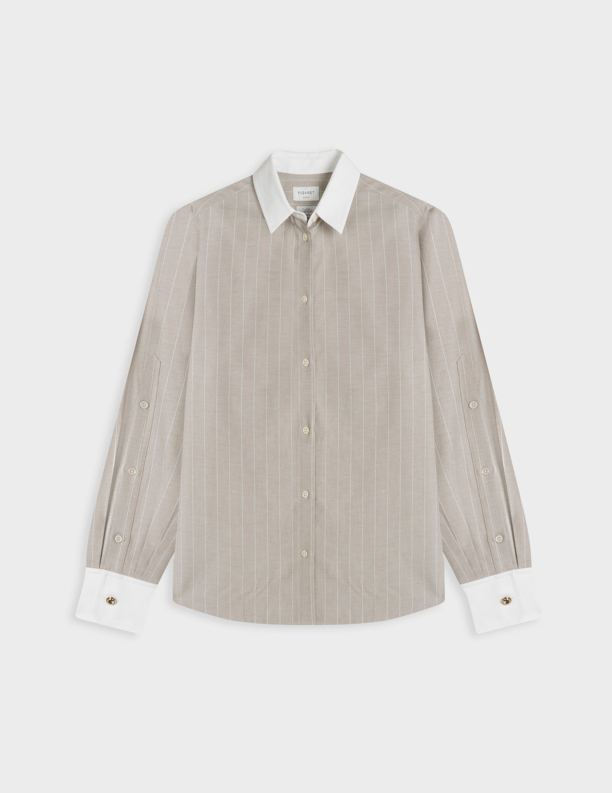 Chemise Meryl rayée beige - Oxford - Col Chemise#5