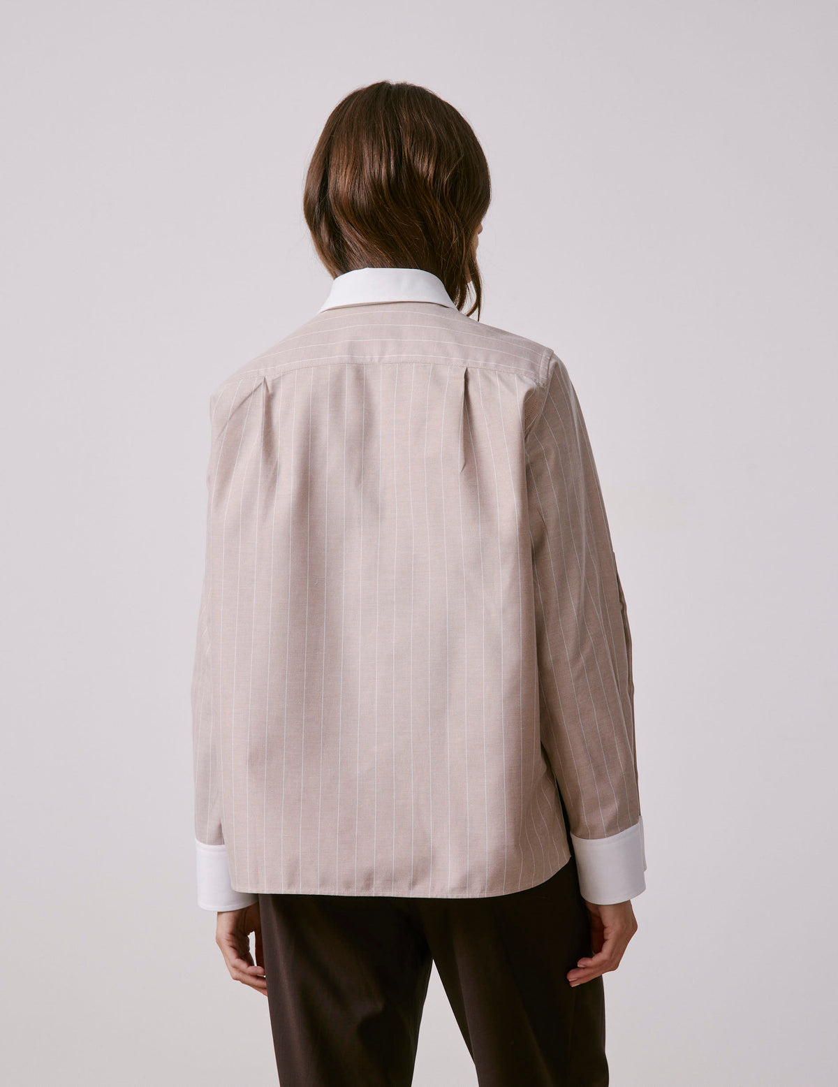 Chemise Meryl rayée beige - Oxford - Col Chemise#2