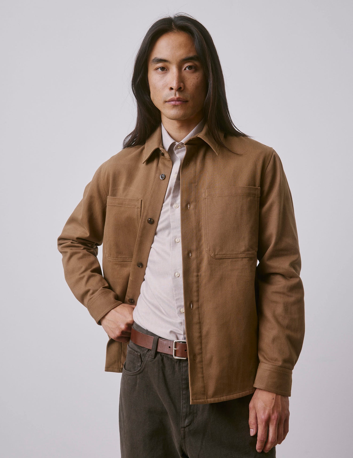 Camel Milan overshirt - Twill - Shirt Collar#4