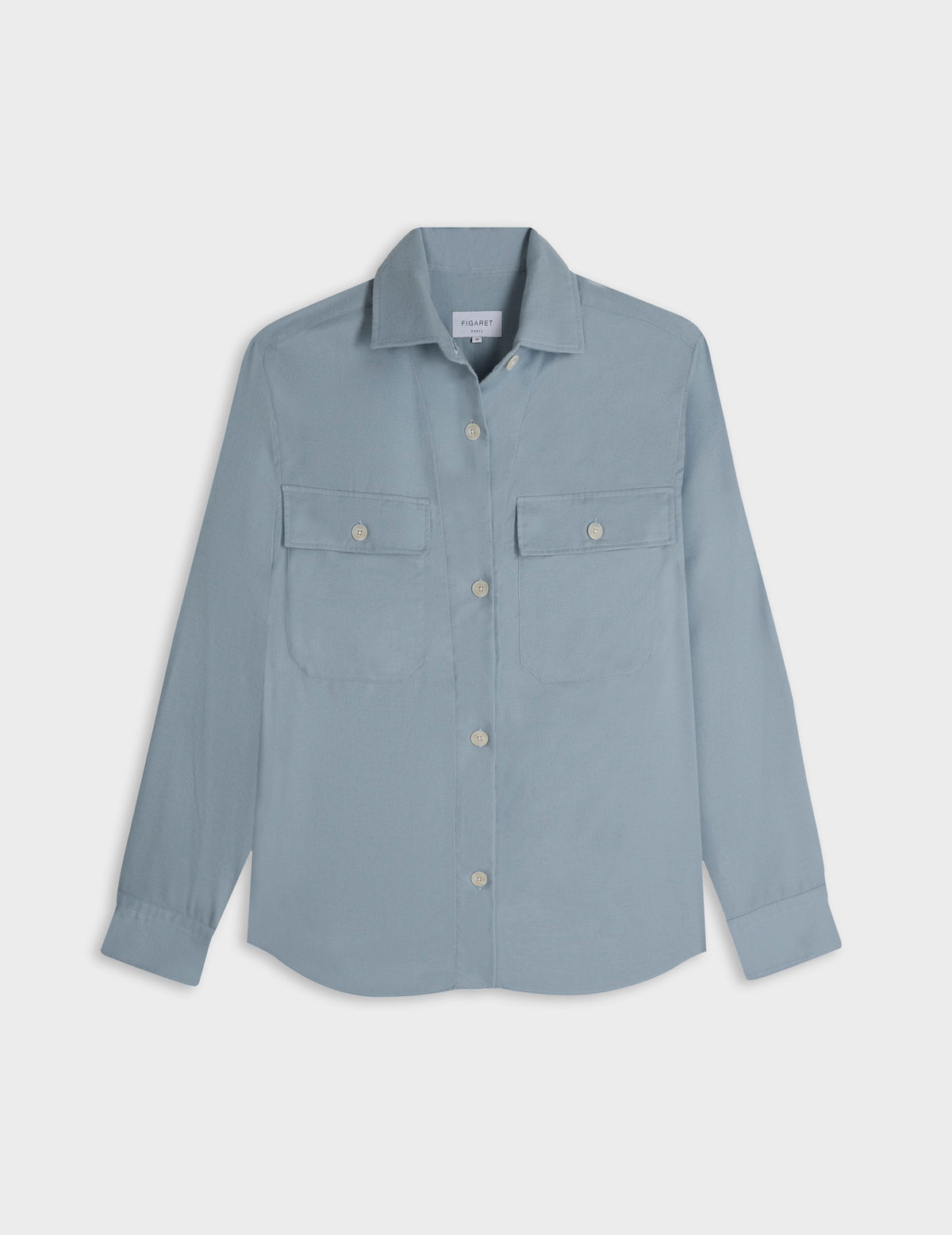 Surchemise Milena en flanelle bleue - Flanelle - Col Chemise sans pied de col