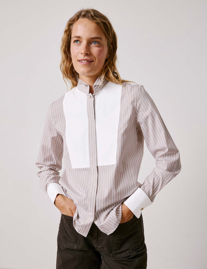 Chemise Nadine rayée beige
