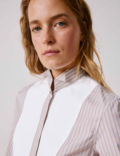 Chemise Nadine rayée beige