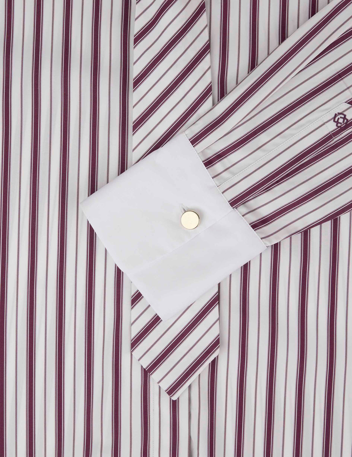 Chemise Naéline avec cravate amovible rayée bordeaux - Popeline - Col Chemise